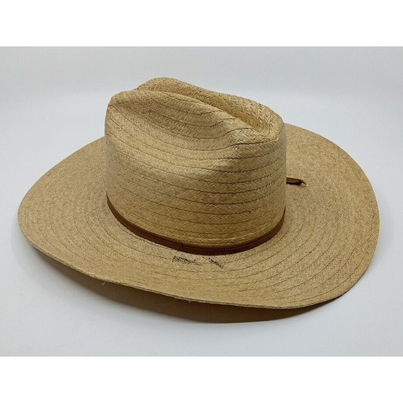 1950s Tanbark Concho Cowboy 6 7/8 Hat Vintage USA Straw Western Hand Blocked - Picture 4 of 6